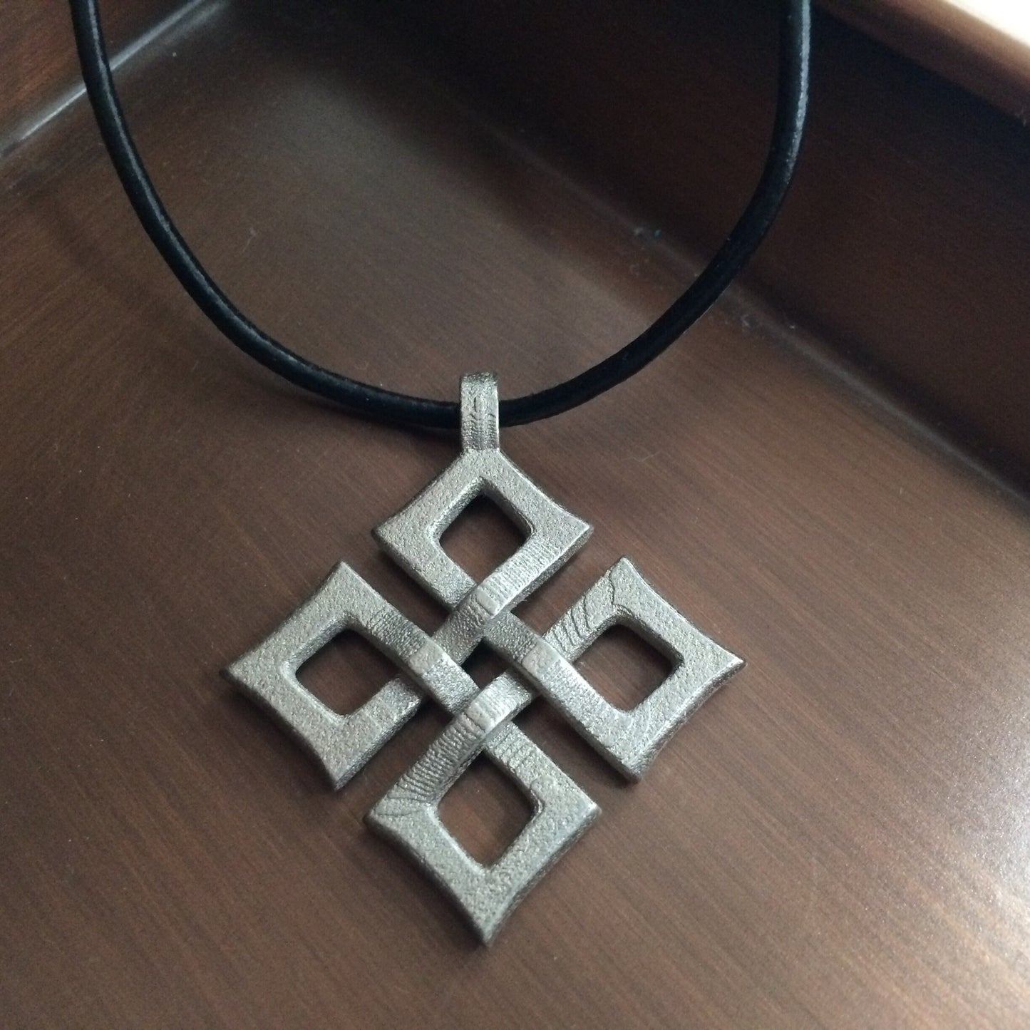 Celtic Cross Necklace, Mens Large Pendant, Leather Pendant Necklace, Artifact Style, Irish Knot Design, Unisex Jewelry