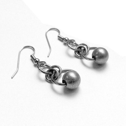 Simple Silver Circle Dangle Earrings, Stainless Steel Jewelry, Hypoallergenic, Single Bead Drop Earring, Gift for Sister