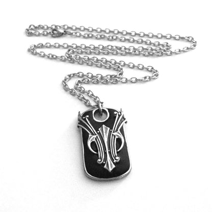 Medieval Dog Tag Pendant, Cool Mens Necklace, Stainless Steel Jewelry, Gift for Boyfriend, Hip Hop