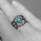Adjustable Ring, Medieval Jewelry, Womens Teal Gothic Design, Ornate Scrollwork, Metal Cutout
