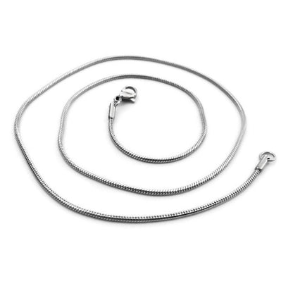 Stainless Steel Necklace Chain, Silver Snake Chain, 2mm Smooth Round, High Quality Non Tarnish Jewelry for Sensitive Skin (16-20 Inch)