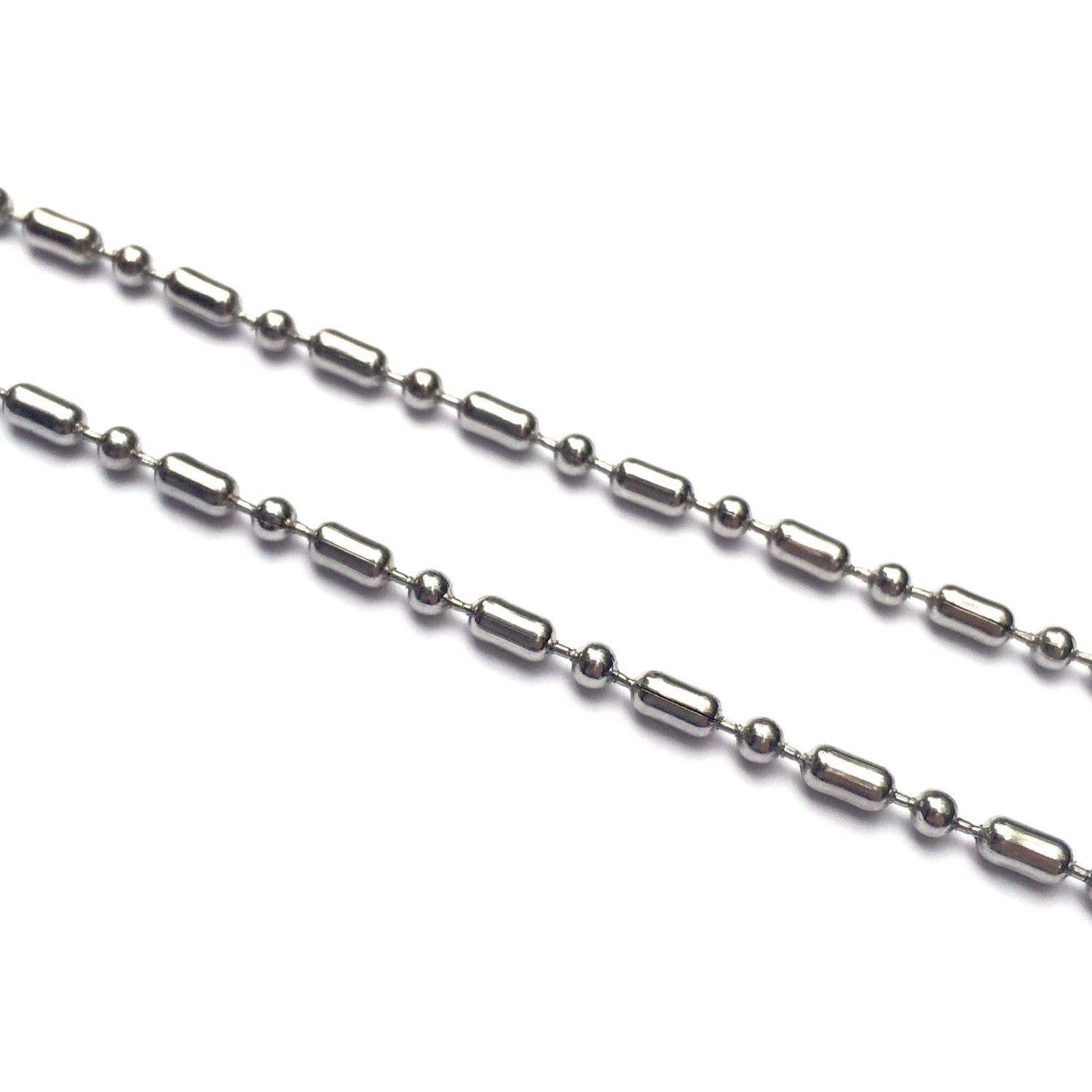 Stainless Steel Ball Chain Necklace, 16 - 30 Inches, Military Jewelry, 2.4mm, Mens Jewelry