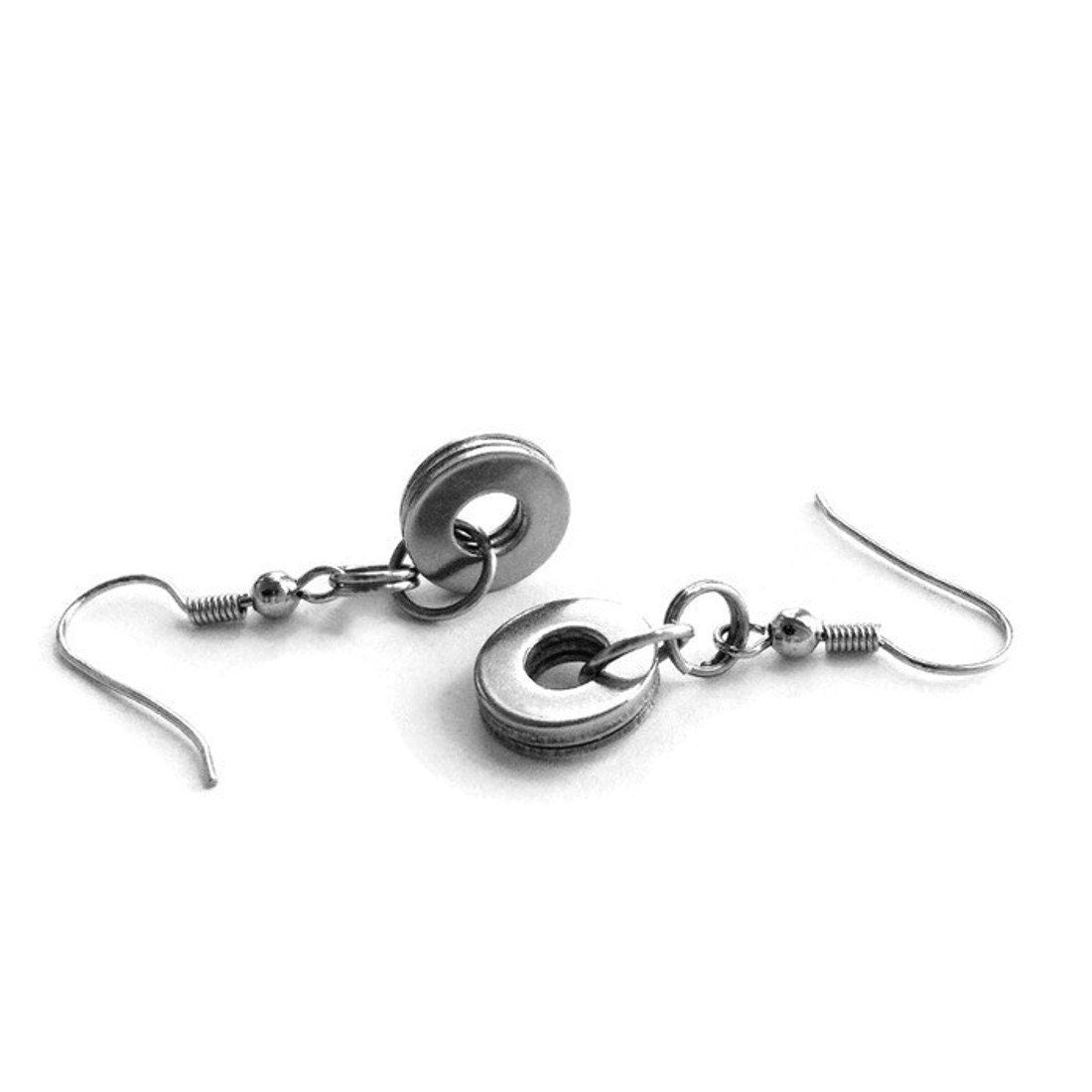 Silver Circle Dangle Earrings, Stainless Steel Jewelry, Casual 316L French Hook