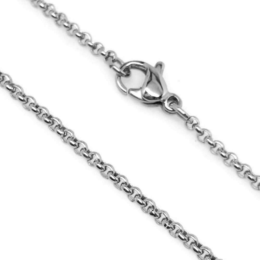 Stainless Steel Necklace Chain, 2mm, Lobster Clasp Closure, Rolo Chain, Hypoallergenic Jewelry